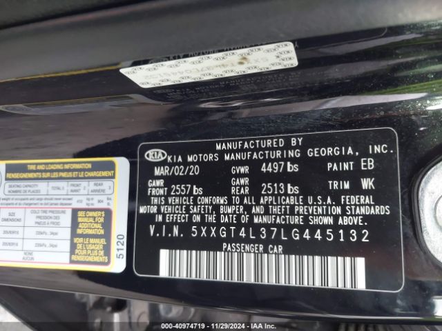 Photo 8 VIN: 5XXGT4L37LG445132 - KIA OPTIMA 