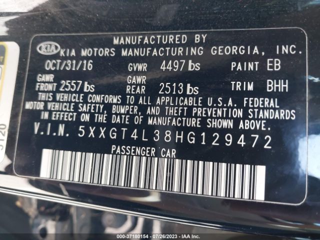 Photo 8 VIN: 5XXGT4L38HG129472 - KIA OPTIMA 