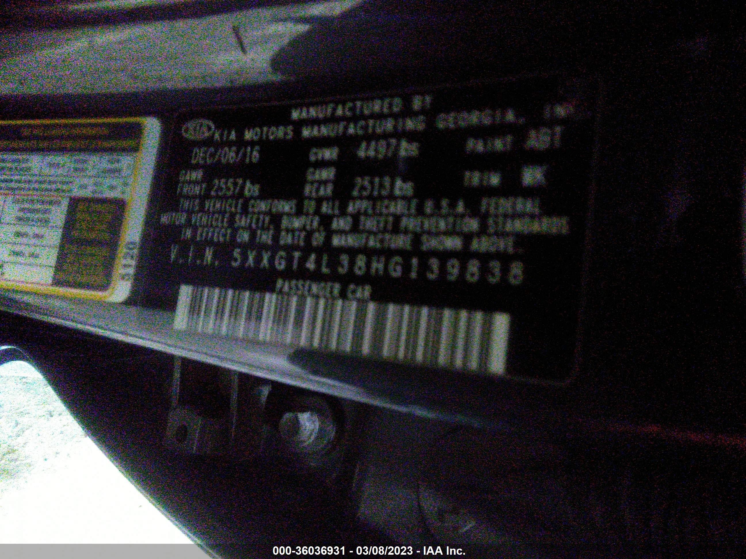 Photo 8 VIN: 5XXGT4L38HG139838 - KIA OPTIMA 