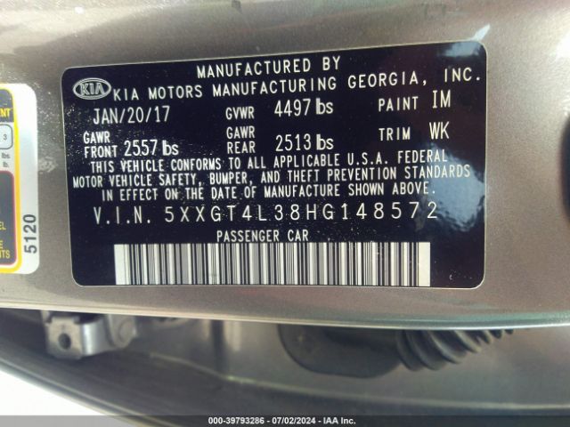 Photo 8 VIN: 5XXGT4L38HG148572 - KIA OPTIMA 