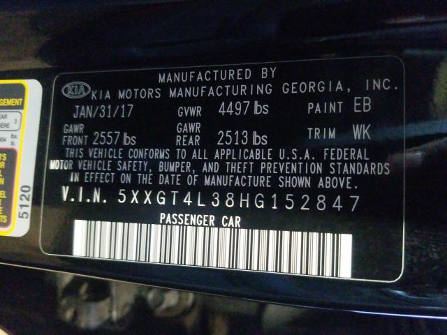 Photo 9 VIN: 5XXGT4L38HG152847 - KIA OPTIMA LX 