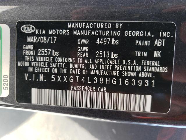 Photo 9 VIN: 5XXGT4L38HG163931 - KIA OPTIMA LX 