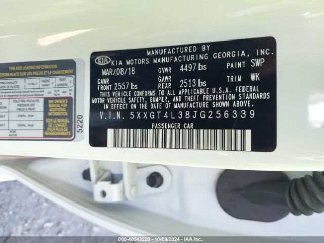 Photo 8 VIN: 5XXGT4L38JG256339 - KIA OPTIMA 