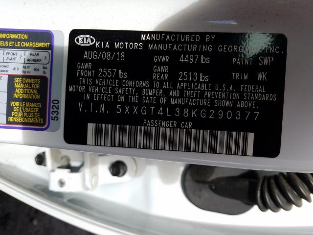 Photo 9 VIN: 5XXGT4L38KG290377 - KIA OPTIMA LX 