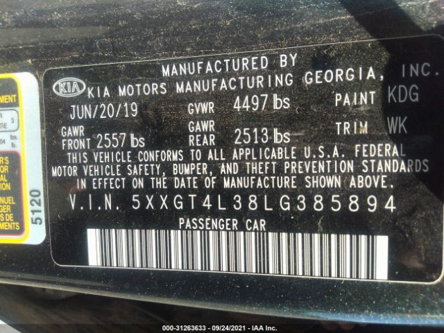 Photo 8 VIN: 5XXGT4L38LG385894 - KIA OPTIMA 