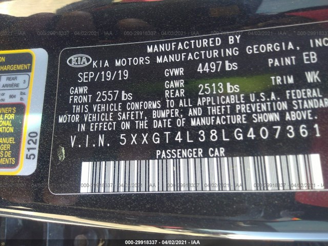 Photo 8 VIN: 5XXGT4L38LG407361 - KIA OPTIMA 