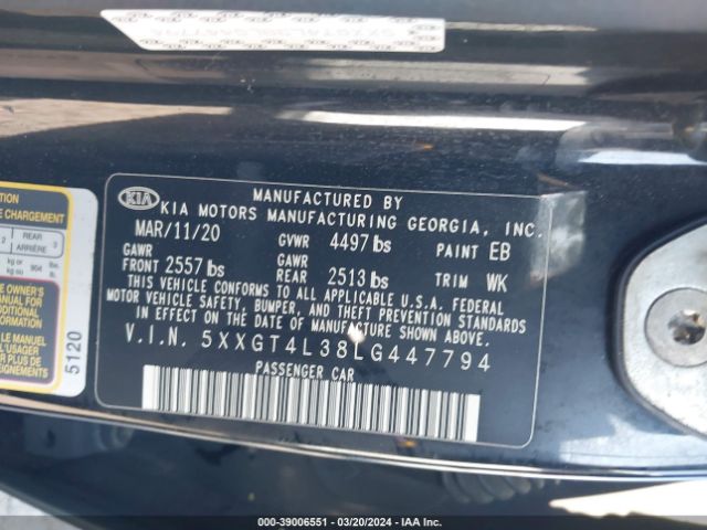 Photo 8 VIN: 5XXGT4L38LG447794 - KIA OPTIMA 