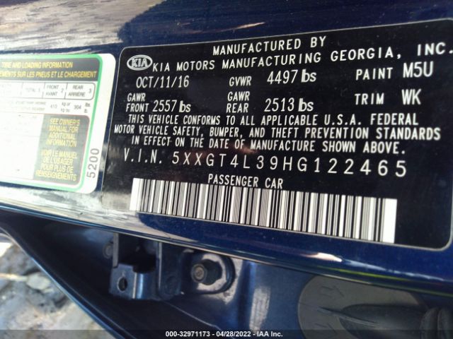 Photo 8 VIN: 5XXGT4L39HG122465 - KIA OPTIMA 