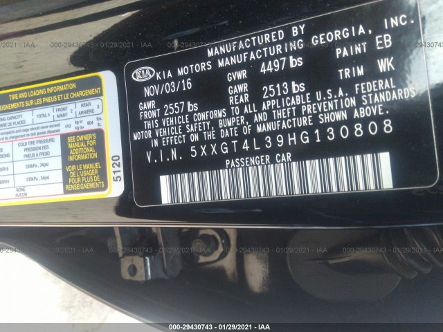 Photo 8 VIN: 5XXGT4L39HG130808 - KIA OPTIMA 