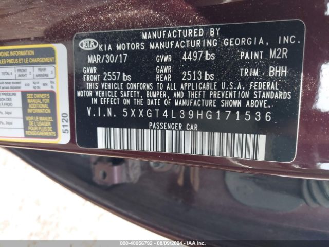 Photo 8 VIN: 5XXGT4L39HG171536 - KIA OPTIMA 