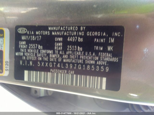 Photo 8 VIN: 5XXGT4L39JG185359 - KIA OPTIMA 