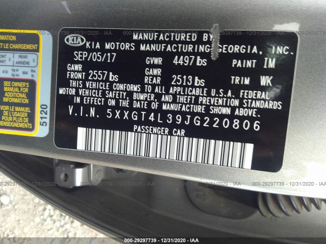 Photo 8 VIN: 5XXGT4L39JG220806 - KIA OPTIMA 