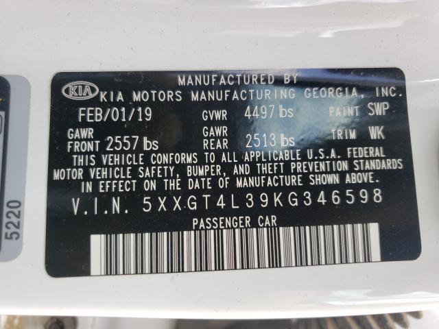 Photo 9 VIN: 5XXGT4L39KG346598 - KIA OPTIMA 