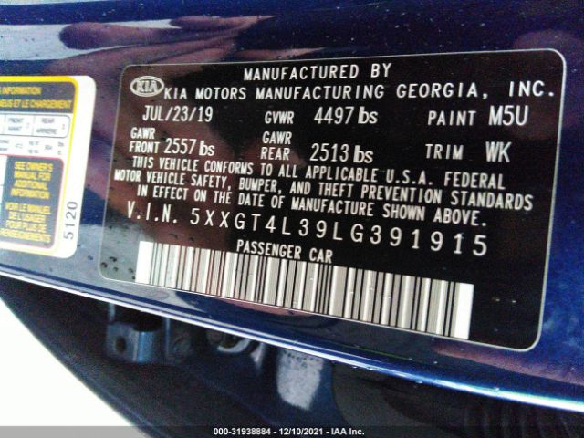 Photo 8 VIN: 5XXGT4L39LG391915 - KIA OPTIMA 