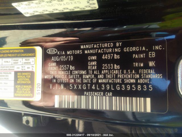 Photo 8 VIN: 5XXGT4L39LG395835 - KIA OPTIMA 