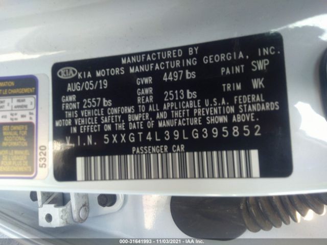 Photo 8 VIN: 5XXGT4L39LG395852 - KIA OPTIMA 