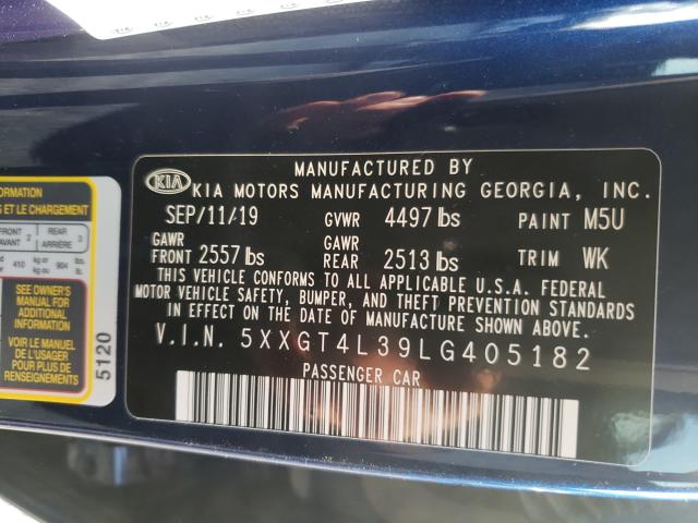 Photo 9 VIN: 5XXGT4L39LG405182 - KIA OPTIMA LX 