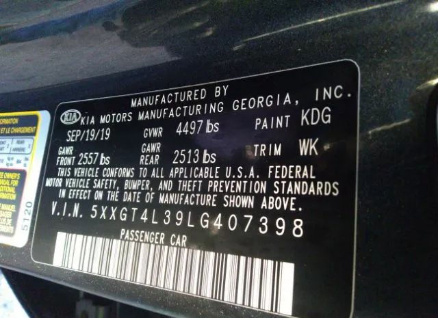 Photo 8 VIN: 5XXGT4L39LG407398 - KIA OPTIMA 