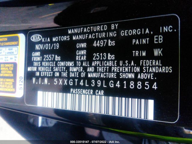 Photo 8 VIN: 5XXGT4L39LG418854 - KIA OPTIMA 