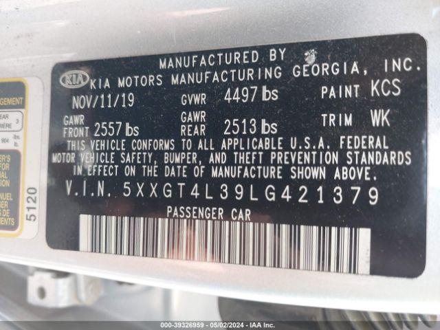 Photo 8 VIN: 5XXGT4L39LG421379 - KIA OPTIMA 