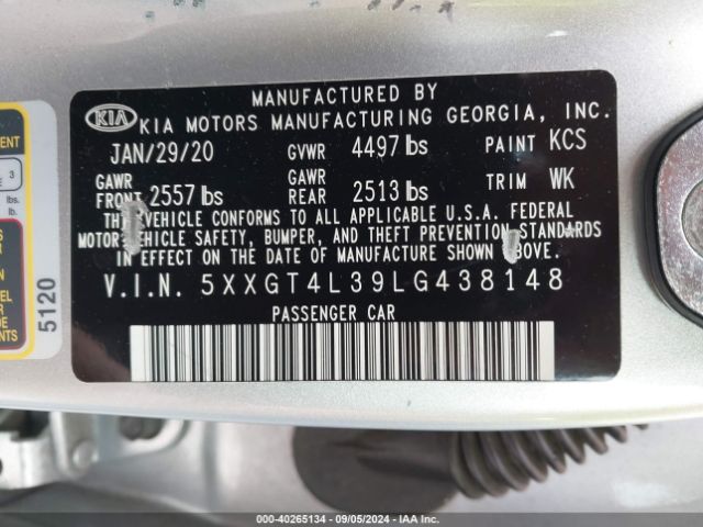 Photo 8 VIN: 5XXGT4L39LG438148 - KIA OPTIMA 