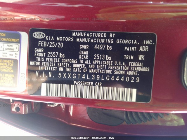 Photo 8 VIN: 5XXGT4L39LG444029 - KIA OPTIMA 