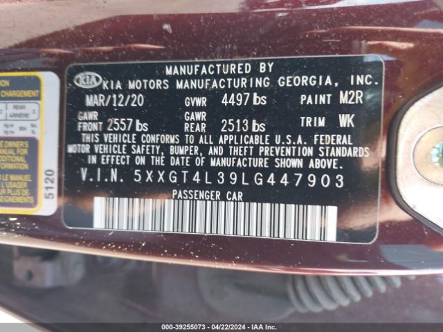 Photo 8 VIN: 5XXGT4L39LG447903 - KIA OPTIMA 