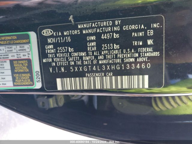 Photo 8 VIN: 5XXGT4L3XHG133460 - KIA OPTIMA 