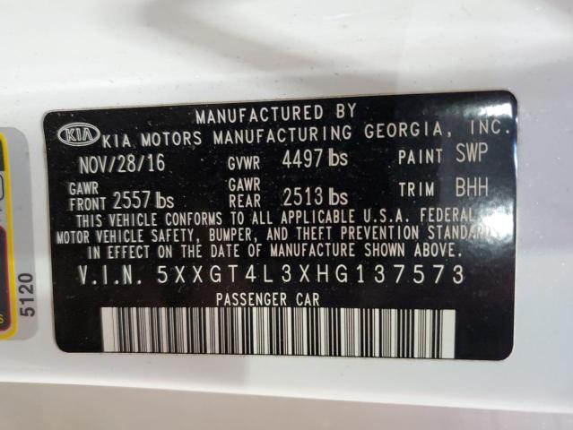 Photo 11 VIN: 5XXGT4L3XHG137573 - KIA OPTIMA LX 