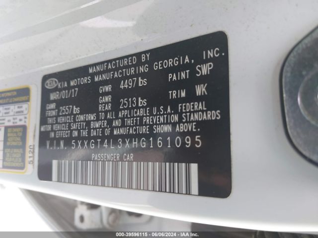 Photo 8 VIN: 5XXGT4L3XHG161095 - KIA OPTIMA 