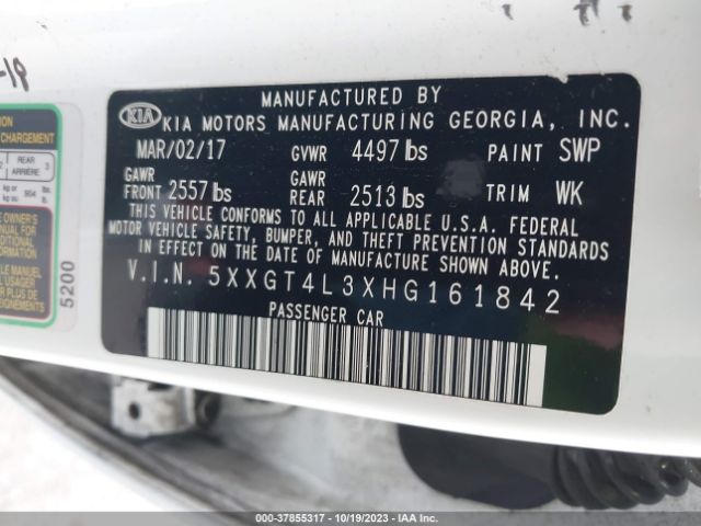 Photo 8 VIN: 5XXGT4L3XHG161842 - KIA OPTIMA 