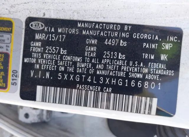 Photo 8 VIN: 5XXGT4L3XHG166801 - KIA OPTIMA 