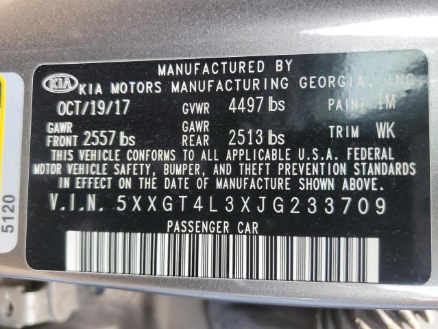 Photo 11 VIN: 5XXGT4L3XJG233709 - KIA OPTIMA 