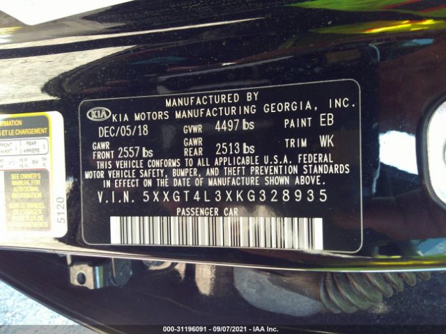 Photo 8 VIN: 5XXGT4L3XKG328935 - KIA OPTIMA 