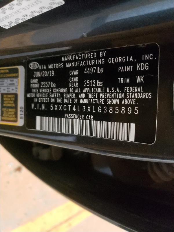 Photo 9 VIN: 5XXGT4L3XLG385895 - KIA OPTIMA LX 