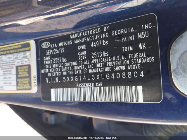 Photo 8 VIN: 5XXGT4L3XLG408804 - KIA OPTIMA 