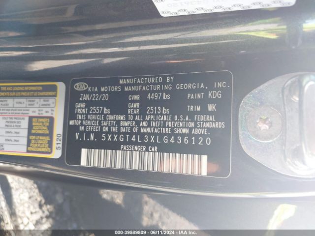 Photo 8 VIN: 5XXGT4L3XLG436120 - KIA OPTIMA 