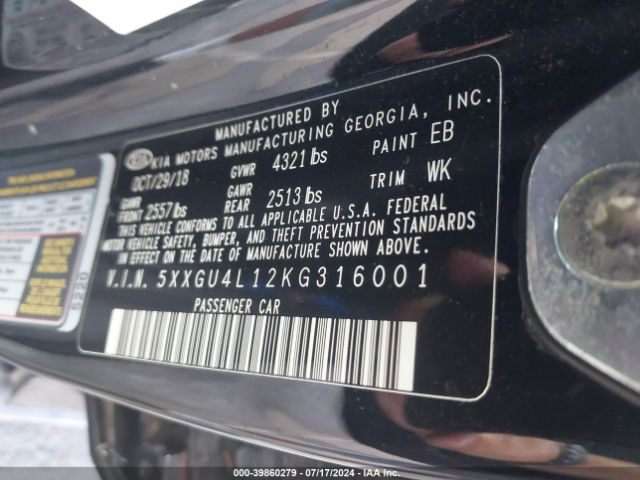 Photo 8 VIN: 5XXGU4L12KG316001 - KIA OPTIMA 