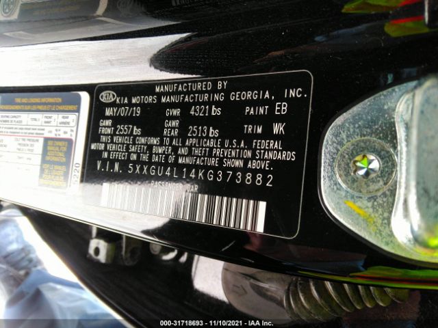 Photo 8 VIN: 5XXGU4L14KG373882 - KIA OPTIMA 