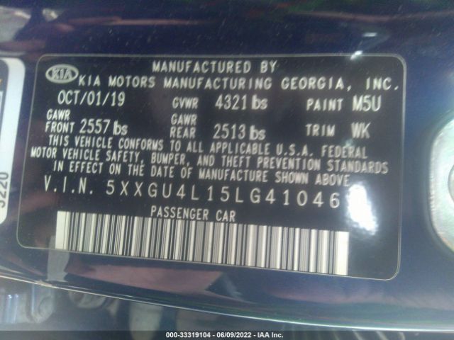 Photo 8 VIN: 5XXGU4L15LG410469 - KIA OPTIMA 