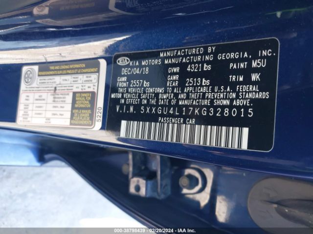 Photo 8 VIN: 5XXGU4L17KG328015 - KIA OPTIMA 