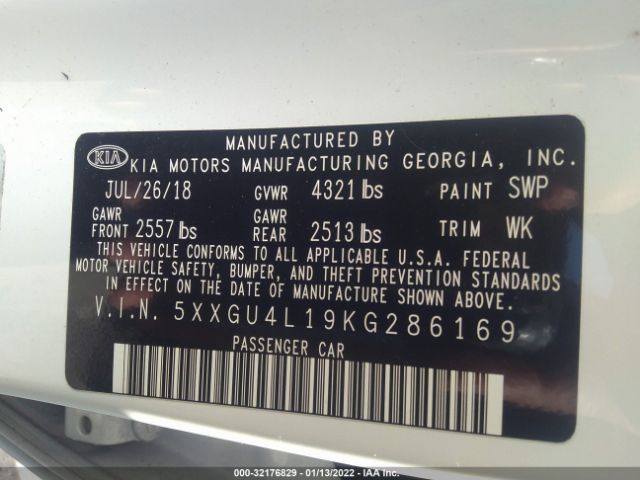 Photo 8 VIN: 5XXGU4L19KG286169 - KIA OPTIMA 