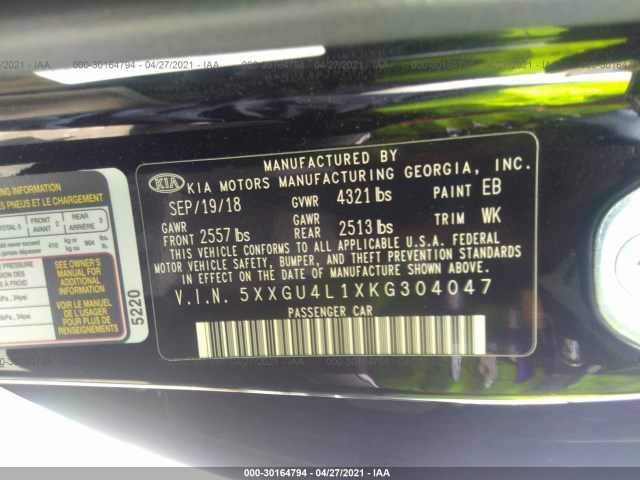 Photo 8 VIN: 5XXGU4L1XKG304047 - KIA OPTIMA 