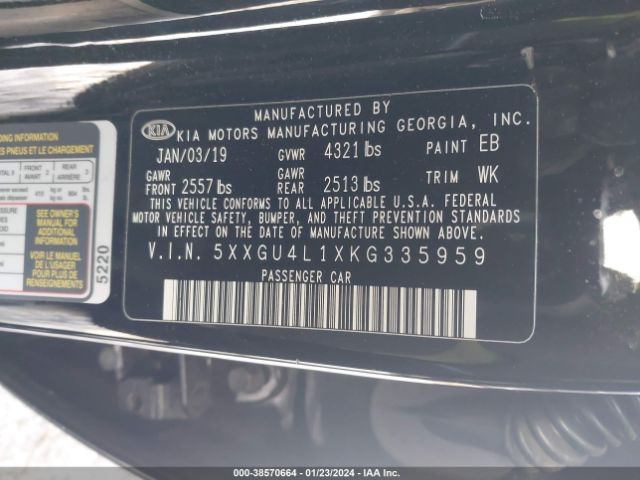 Photo 8 VIN: 5XXGU4L1XKG335959 - TOYOTA SIENNA 