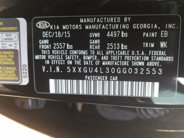 Photo 9 VIN: 5XXGU4L30GG032553 - KIA OPTIMA 