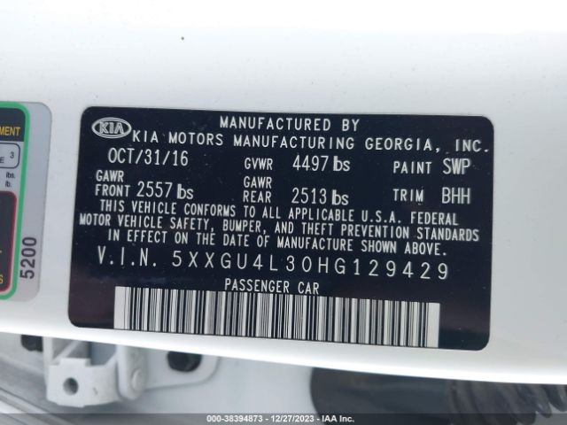 Photo 8 VIN: 5XXGU4L30HG129429 - KIA OPTIMA 