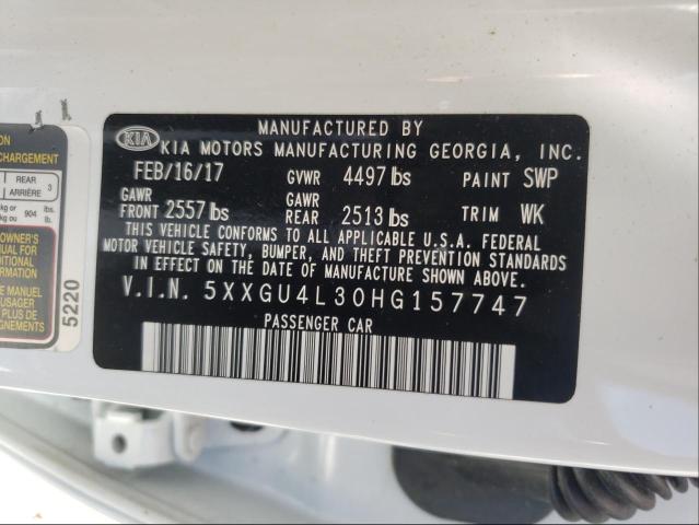 Photo 9 VIN: 5XXGU4L30HG157747 - KIA OPTIMA EX 