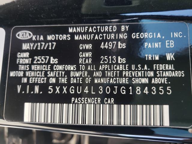 Photo 9 VIN: 5XXGU4L30JG184355 - KIA OPTIMA EX 