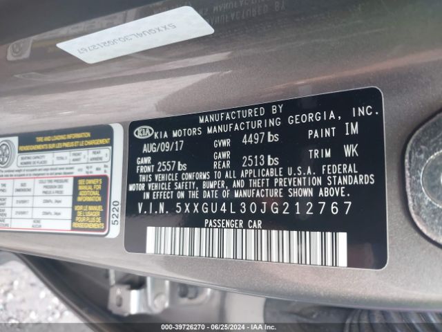 Photo 8 VIN: 5XXGU4L30JG212767 - KIA OPTIMA 