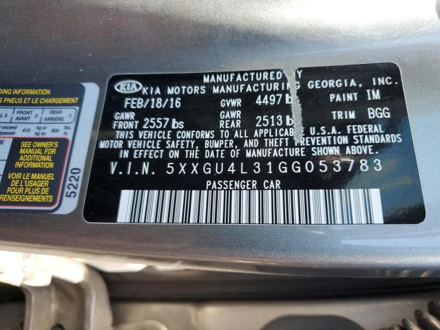 Photo 9 VIN: 5XXGU4L31GG053783 - KIA OPTIMA EX 